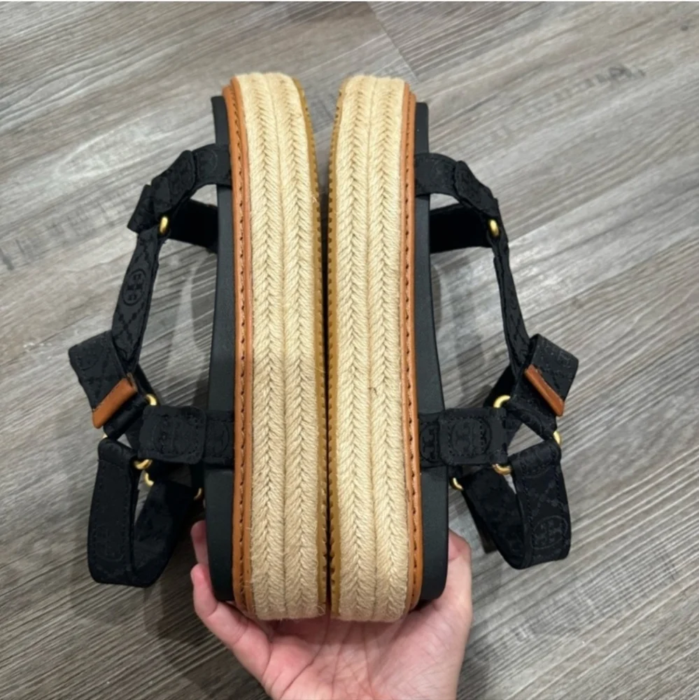 Tory Burch T Monogram Espadrille Sport Sandals - Picture 4 of 6